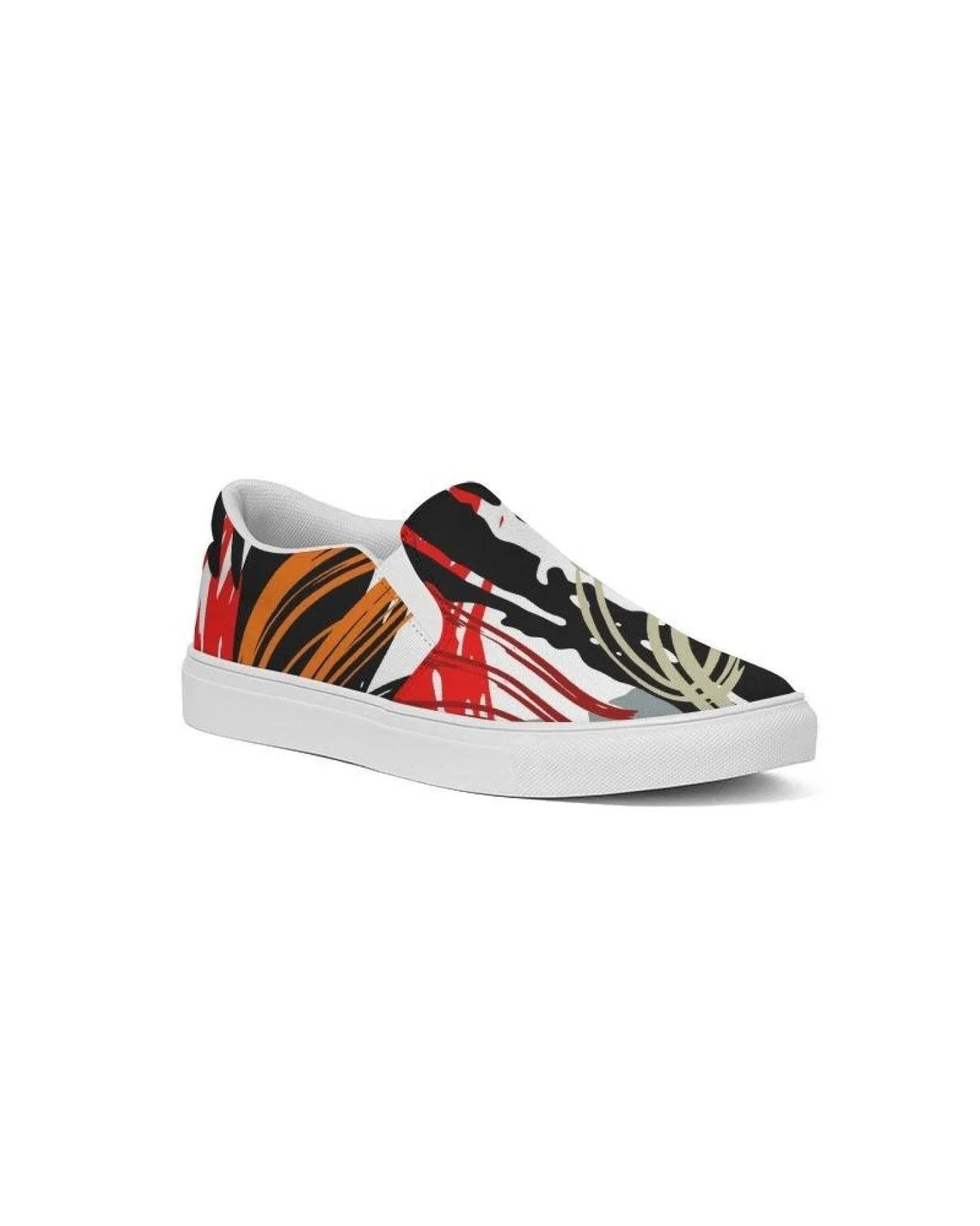 Womens Sneakers - Canvas Slip On Shoes, Multicolor Circular Print