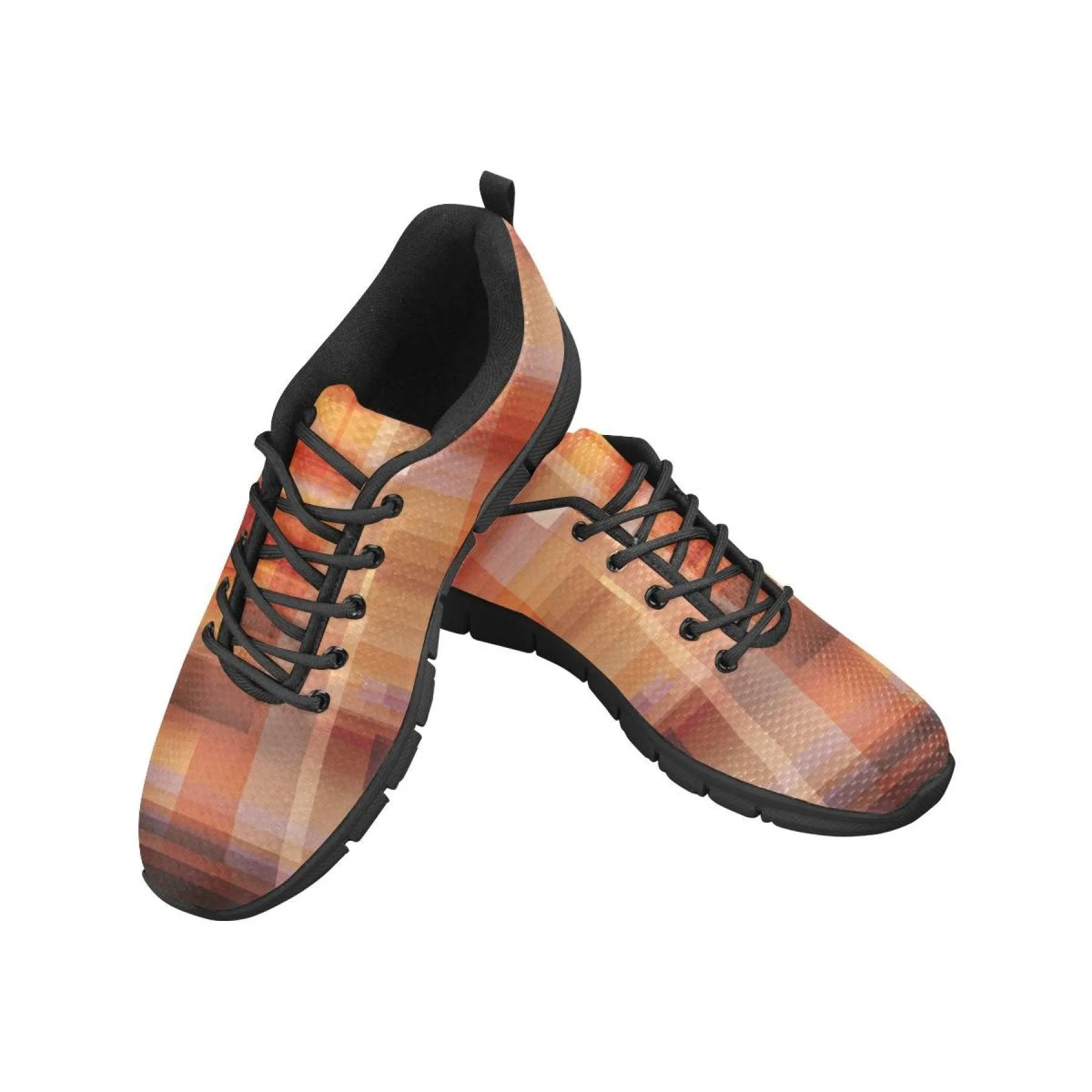 Women's Sneakers Geometric Brown And Black Running Shoes