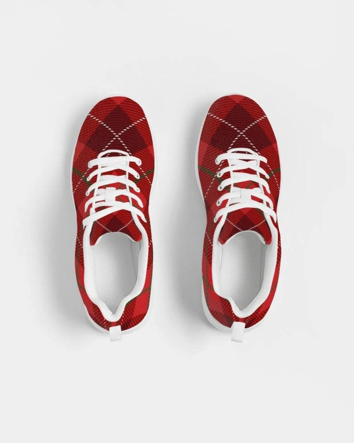 Womens Sneakers - Red Plaid Canvas Sports Shoes / Running