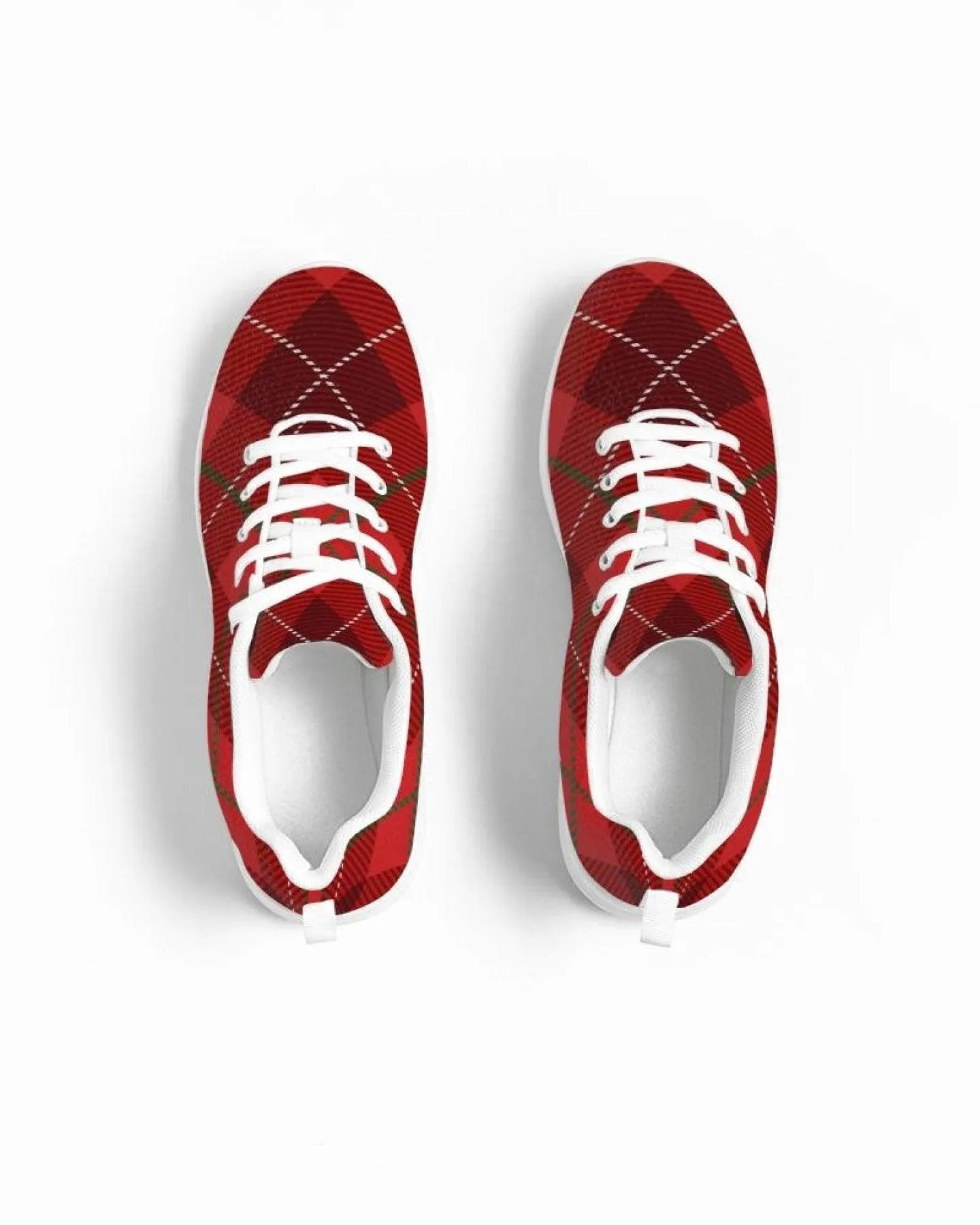 Womens Sneakers - Red Plaid Canvas Sports Shoes / Running