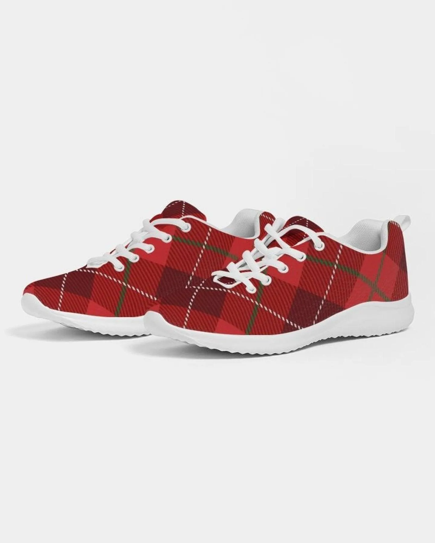 Womens Sneakers - Red Plaid Canvas Sports Shoes / Running