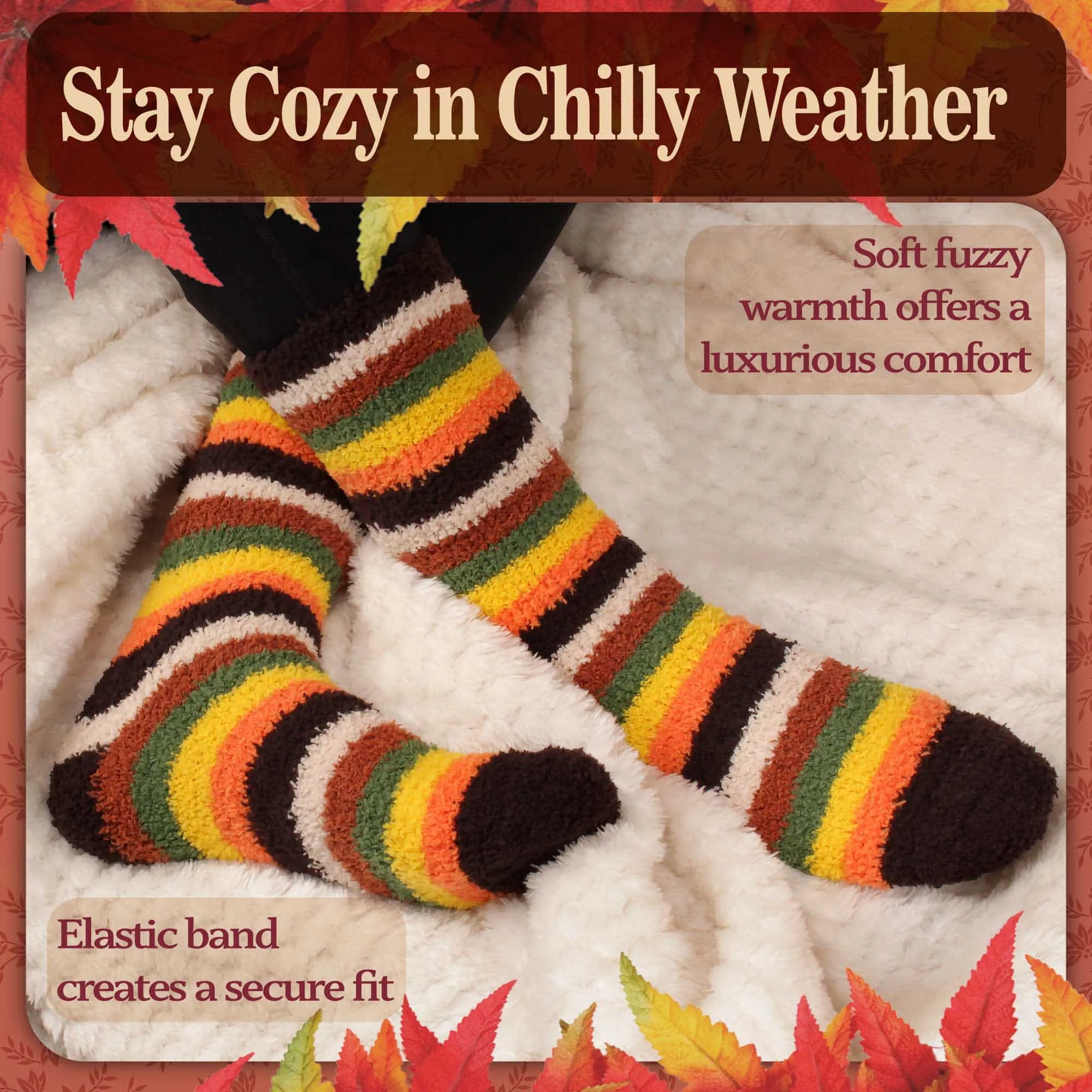 Women's Soft and Cozy Fuzzy Assorted Crew Socks - 3 Pair Assortments