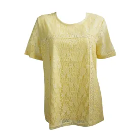 Women's Summer Lace Front T-shirt- Lemon