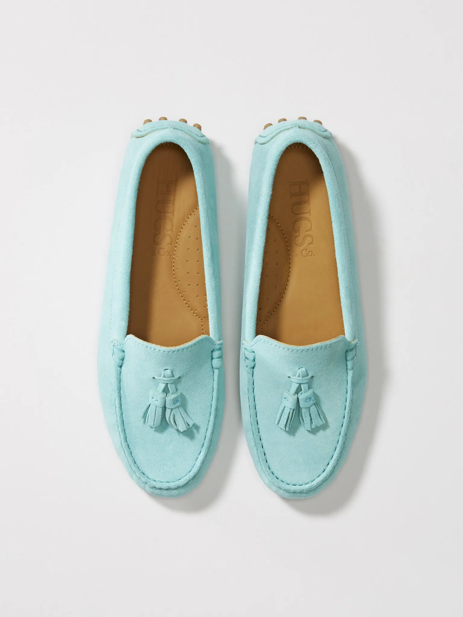 Women's Tasselled Driving Loafers, aqua suede