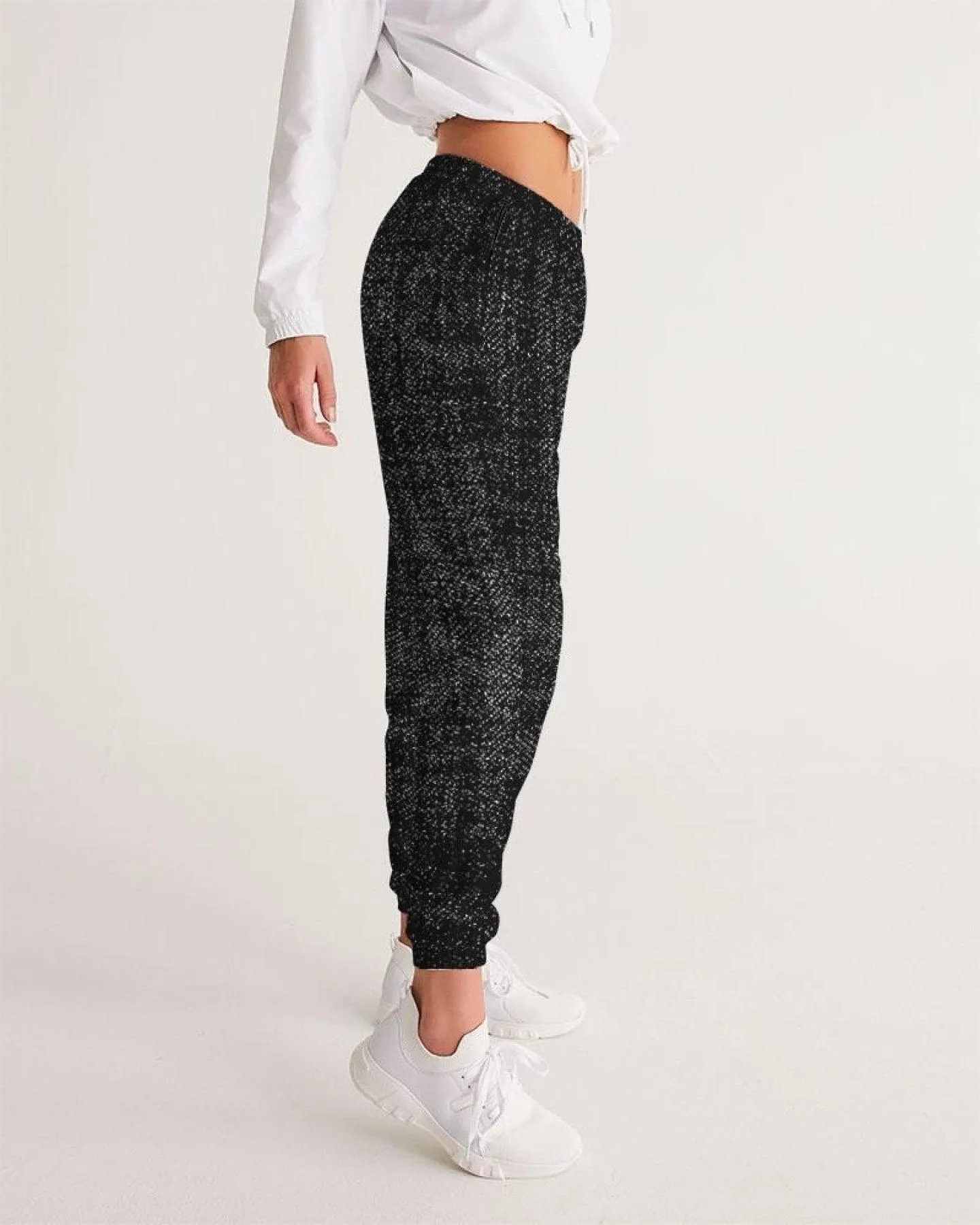 Womens Track Pants - Black & Gray Distressed Sports Pants