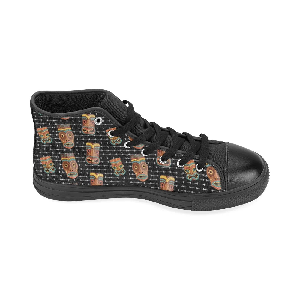 Women's Tribal Face Mask Print High Top Canvas Shoes