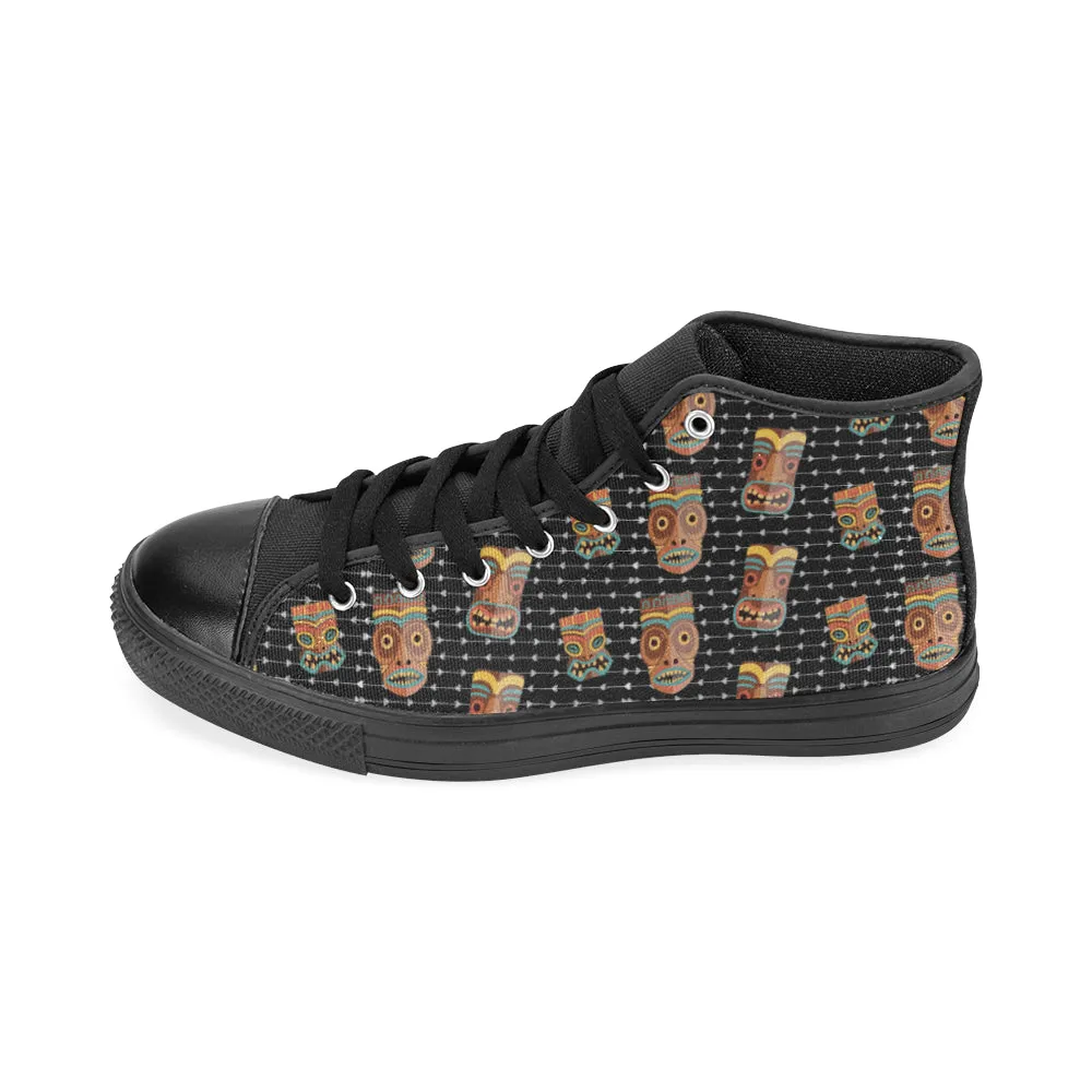 Women's Tribal Face Mask Print High Top Canvas Shoes