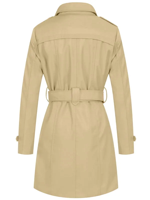 Women's Waterproof Double-Breasted Trench Coat with Belt