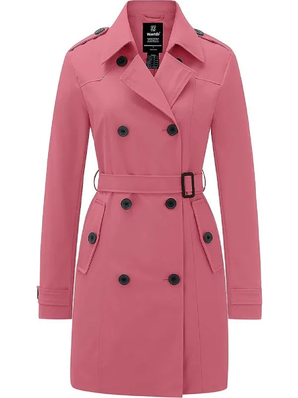 Women's Waterproof Double-Breasted Trench Coat with Belt