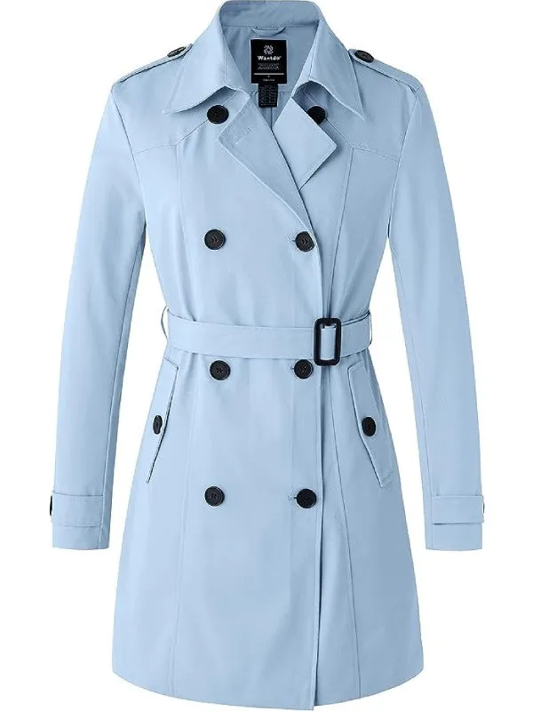 Women's Waterproof Double-Breasted Trench Coat with Belt