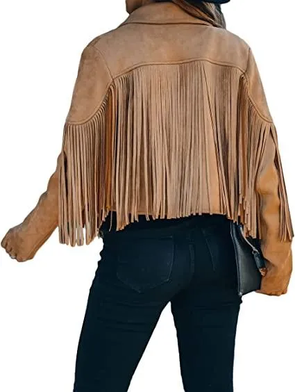 Womens White Fringe Leather Jacket