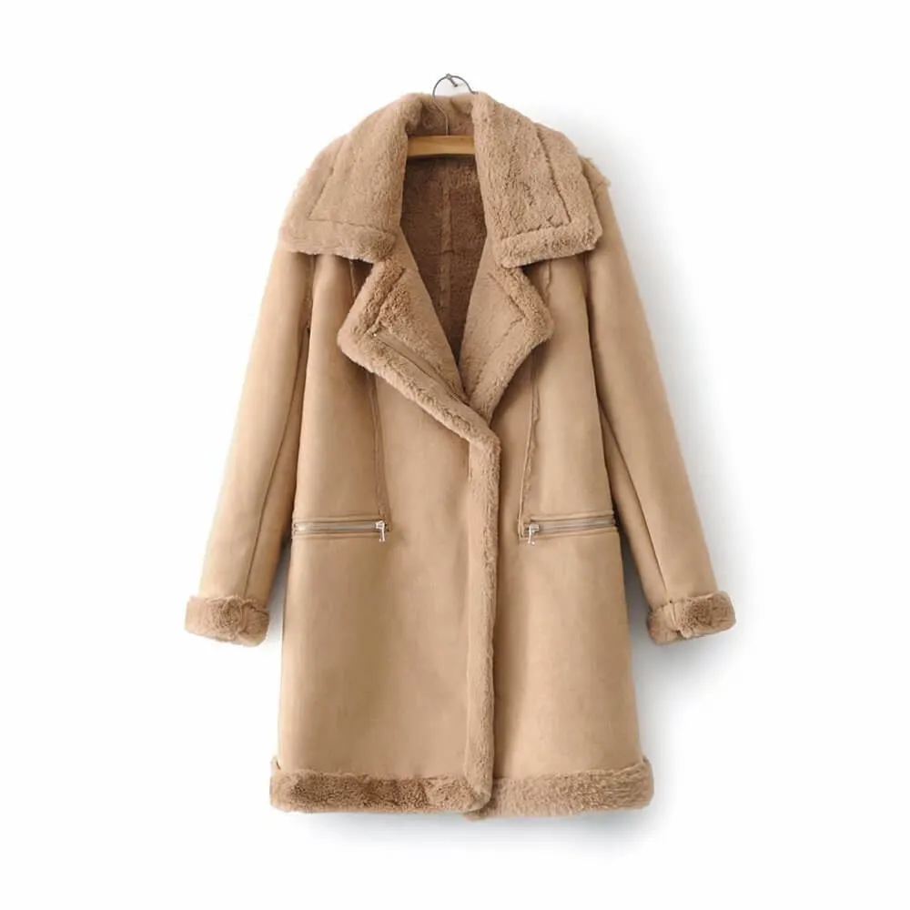 Women's Winter Suede Leather Jacket - Warm & Stylish