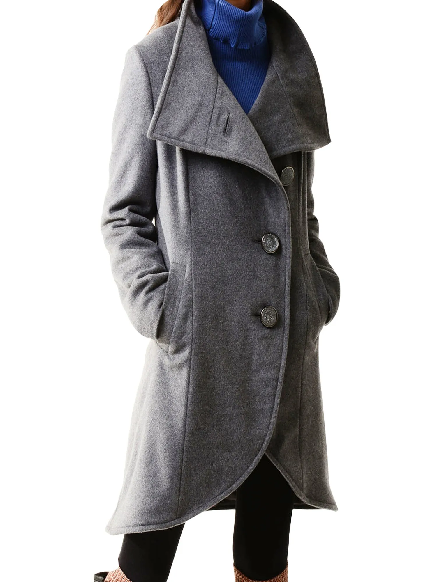 Women's Wool Cashmere Coat/ Button Down Jacket/Winter coat/Asymmetrical Overcoat/Plus Size Jacket/Casual Customized Jacket/oversized Coat(Y1225)