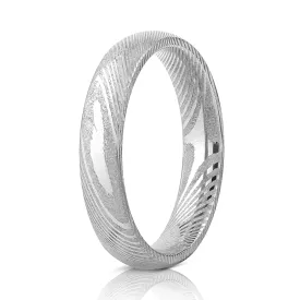 Wood Grain Damascus Steel Ring - Minimalist - 4MM