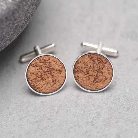 Wooden Globe Cufflinks