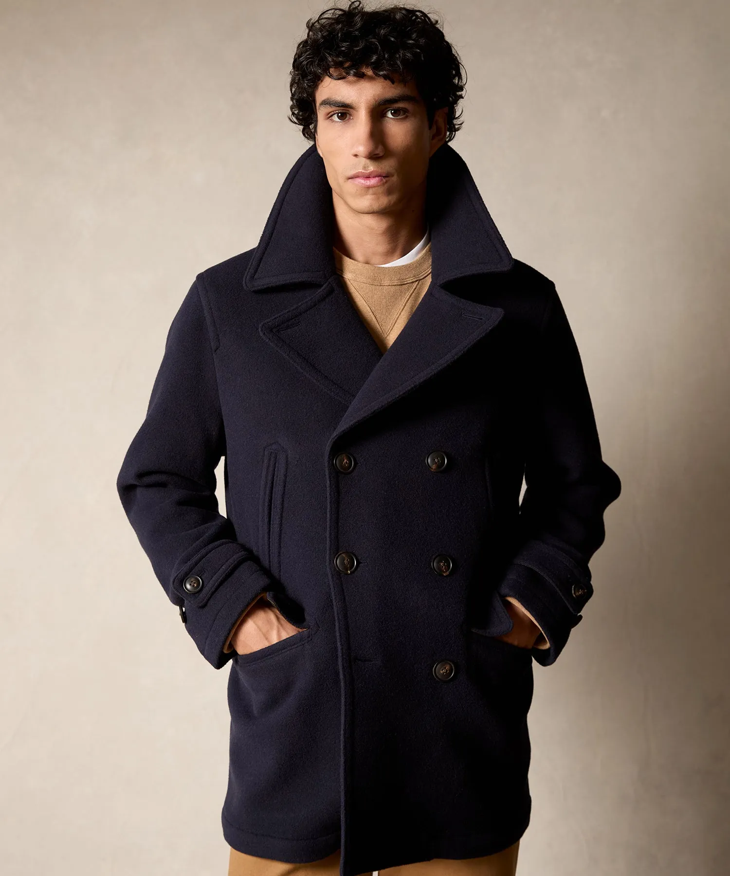 Wool Alpaca Peacoat in Navy