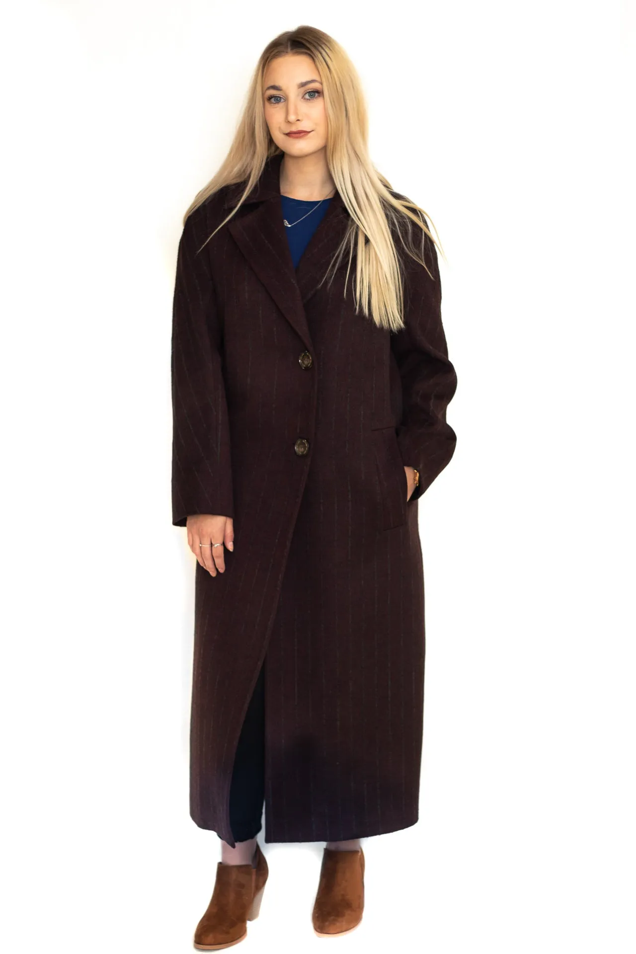 Wool & Cashmere Coat Navy & Bordo