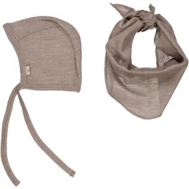 Wool Scarf & Cap Billie - grey khaki melange