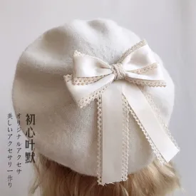 Woolen Bowknot Retro Round Beret