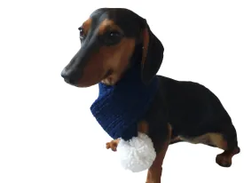 Woolen christmas dog scarf with pom pom, knitted small dog neck warmer, dachshund and small dog scarf snood with pom pom