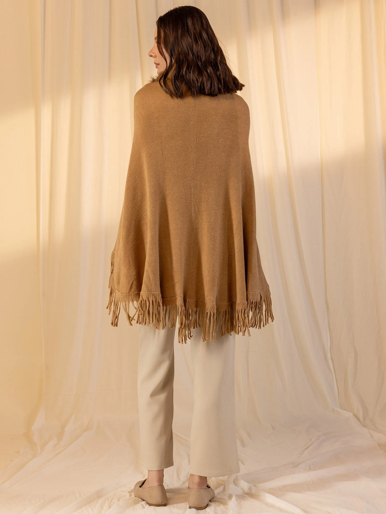 Woolen Fur Cape - Golden