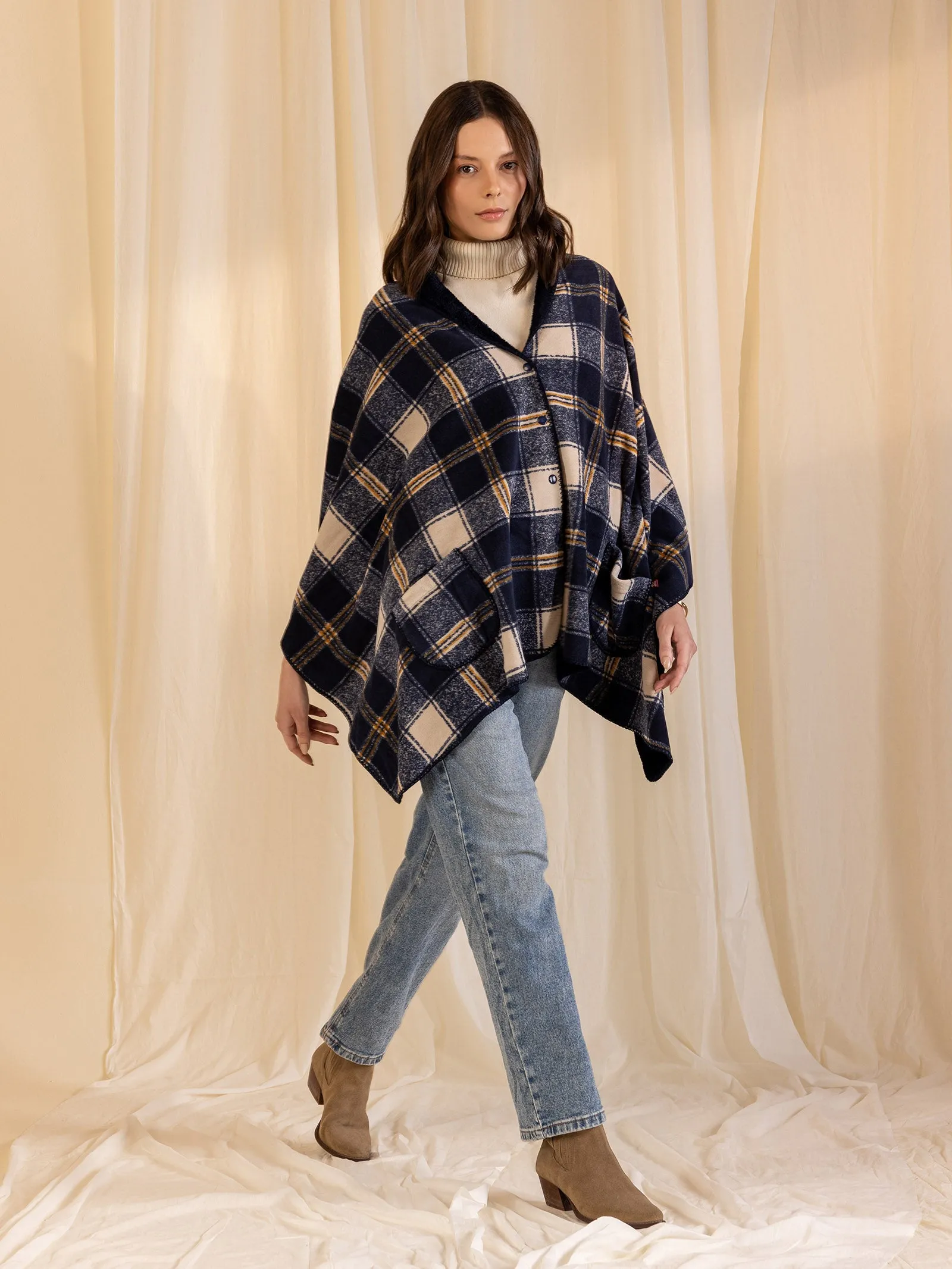 Woolen Reversible Wrap - Blue