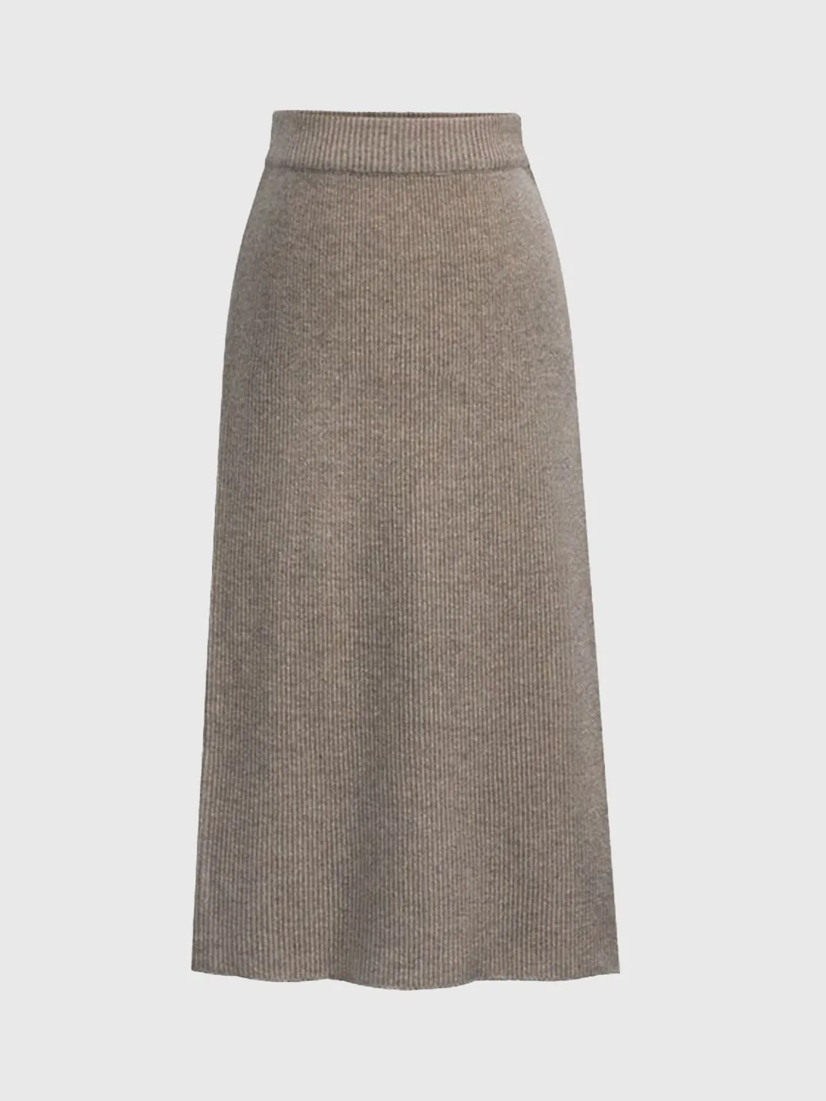 Woolen Slit Knit Midi Skirt