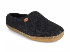 WoolFit® 'Footprint' handmade Slippers with Rubber Sole, graphite