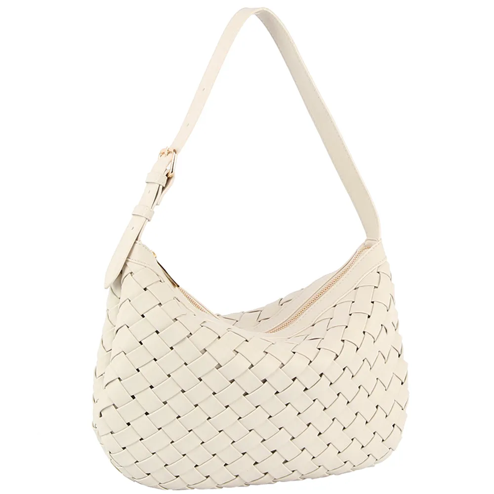 WOVEN BUCKLE SHOULDER BAG