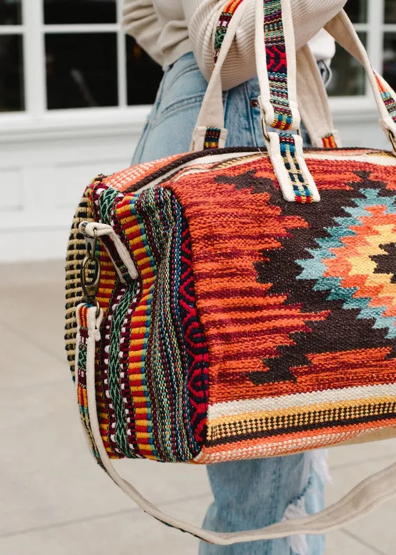 Woven Pattern Duffel Bag