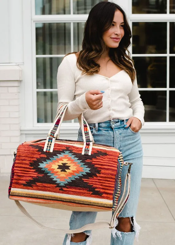 Woven Pattern Duffel Bag