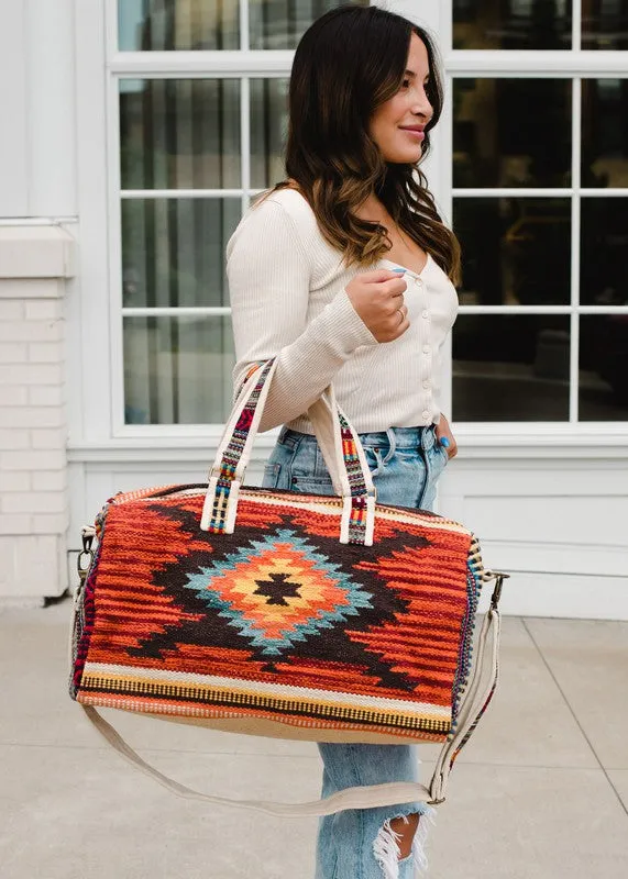 Woven Pattern Duffel Bag