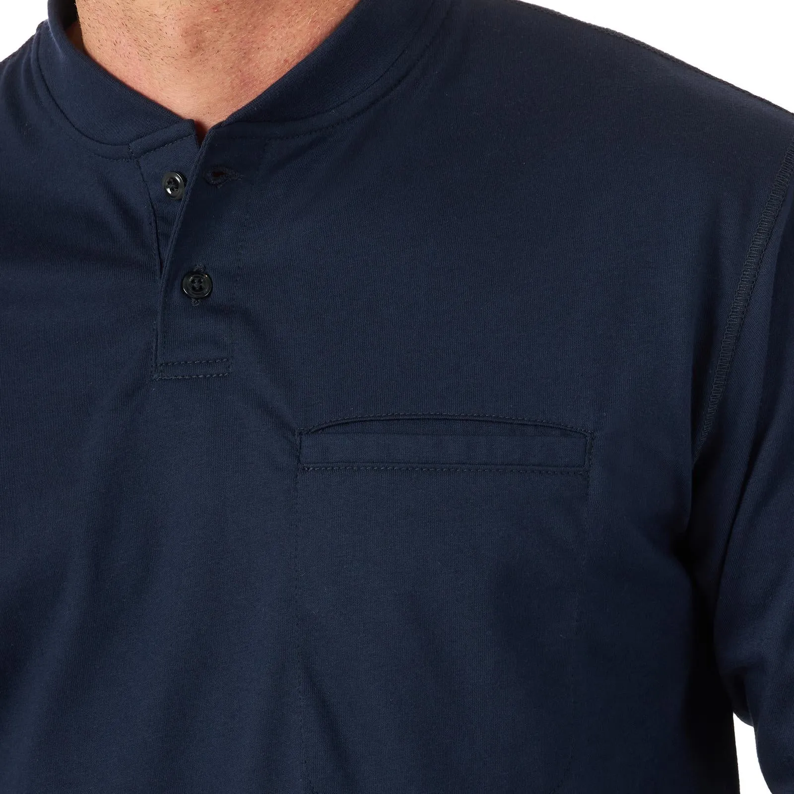 Wrangler FR Flame Resistant Long Sleeve Henley, FR3W7, Navy & Castle Rock