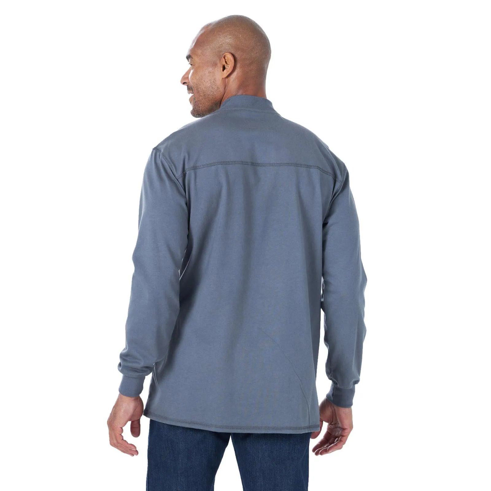 Wrangler FR Flame Resistant Long Sleeve Henley, FR3W7, Navy & Castle Rock