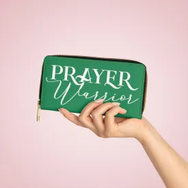 Wristlet Phone Wallet, Green and White Prayer Warrior Graphic Purse