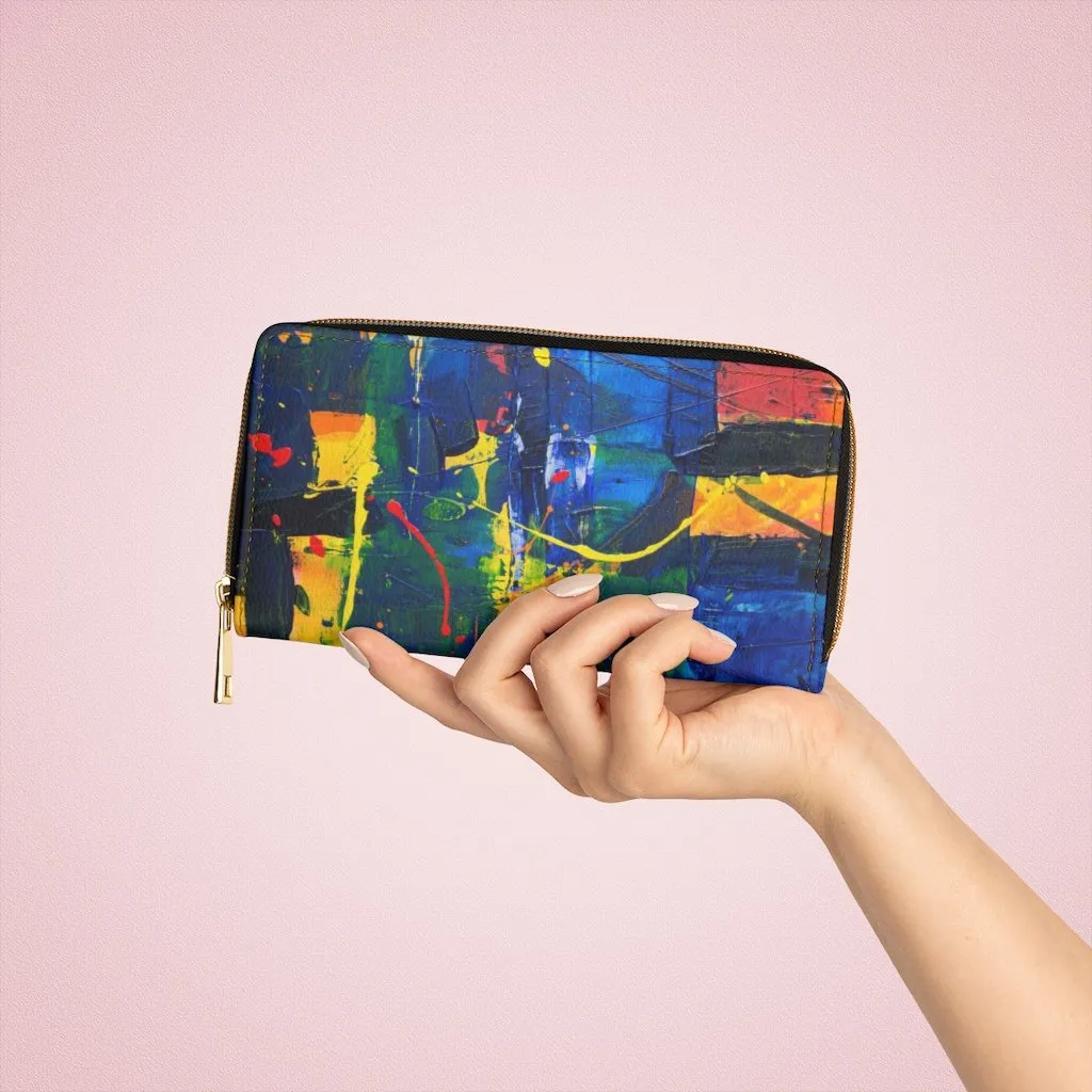 Wristlet Phone Wallet, Multicolor Abstract Paint Style Purse