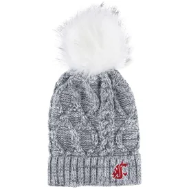 WSU Marled Grey Pom Pom Beanie