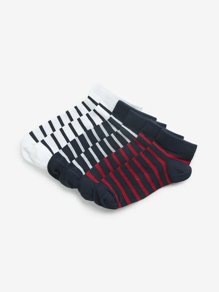 Y&F Kids Multicolour Stripe Printed Socks - Pack of 3