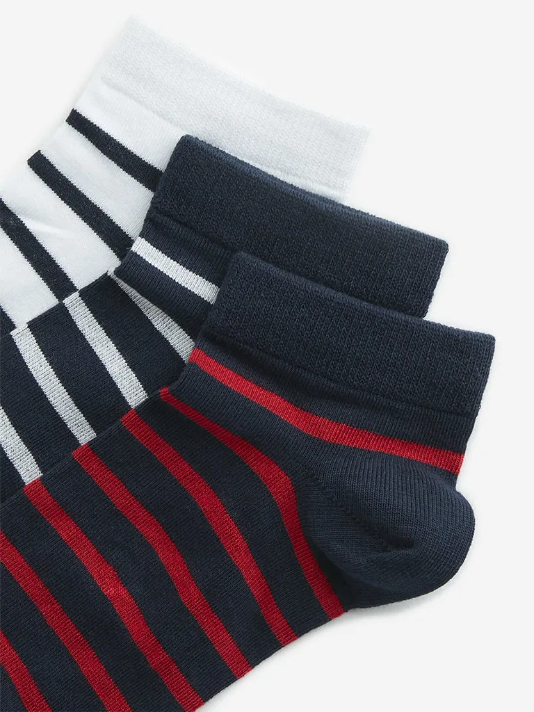 Y&F Kids Multicolour Stripe Printed Socks - Pack of 3