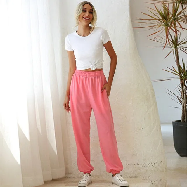 Yeknu Harajuku Joggers Wide Leg SweatPants Women Trousers High Waist Pants Streetwear Korean Casual Pant Femme Fall New