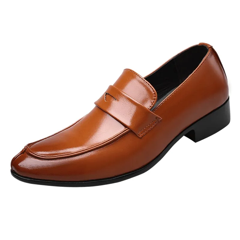 Yeknu Italian Holfredterse Men Oxford Brogues Formal Faux Leather Office Wide Fit Wedding Slip on Casual Business Flat Shoes 16-8833