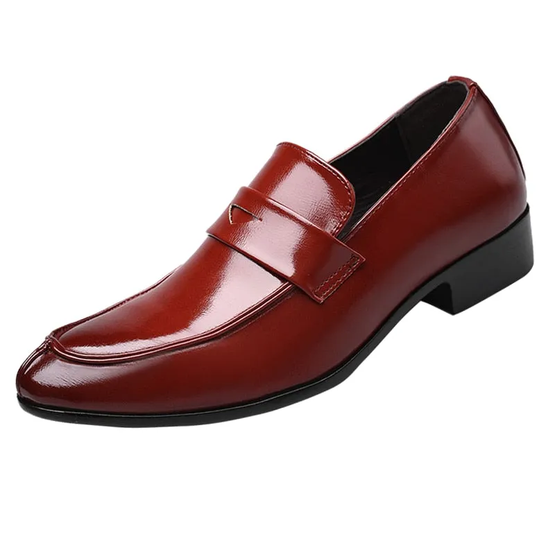 Yeknu Italian Holfredterse Men Oxford Brogues Formal Faux Leather Office Wide Fit Wedding Slip on Casual Business Flat Shoes 16-8833