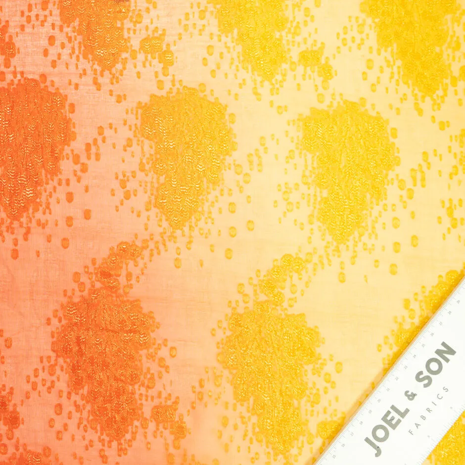 Yellow & Orange Ombré Metallic Silk Chiffon