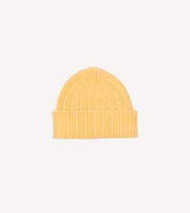 Yellow Angora Lambswool Ribbed Knit Cap