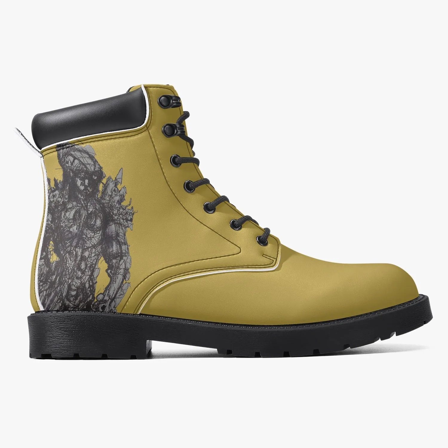 Yellow Casual Leather Boots