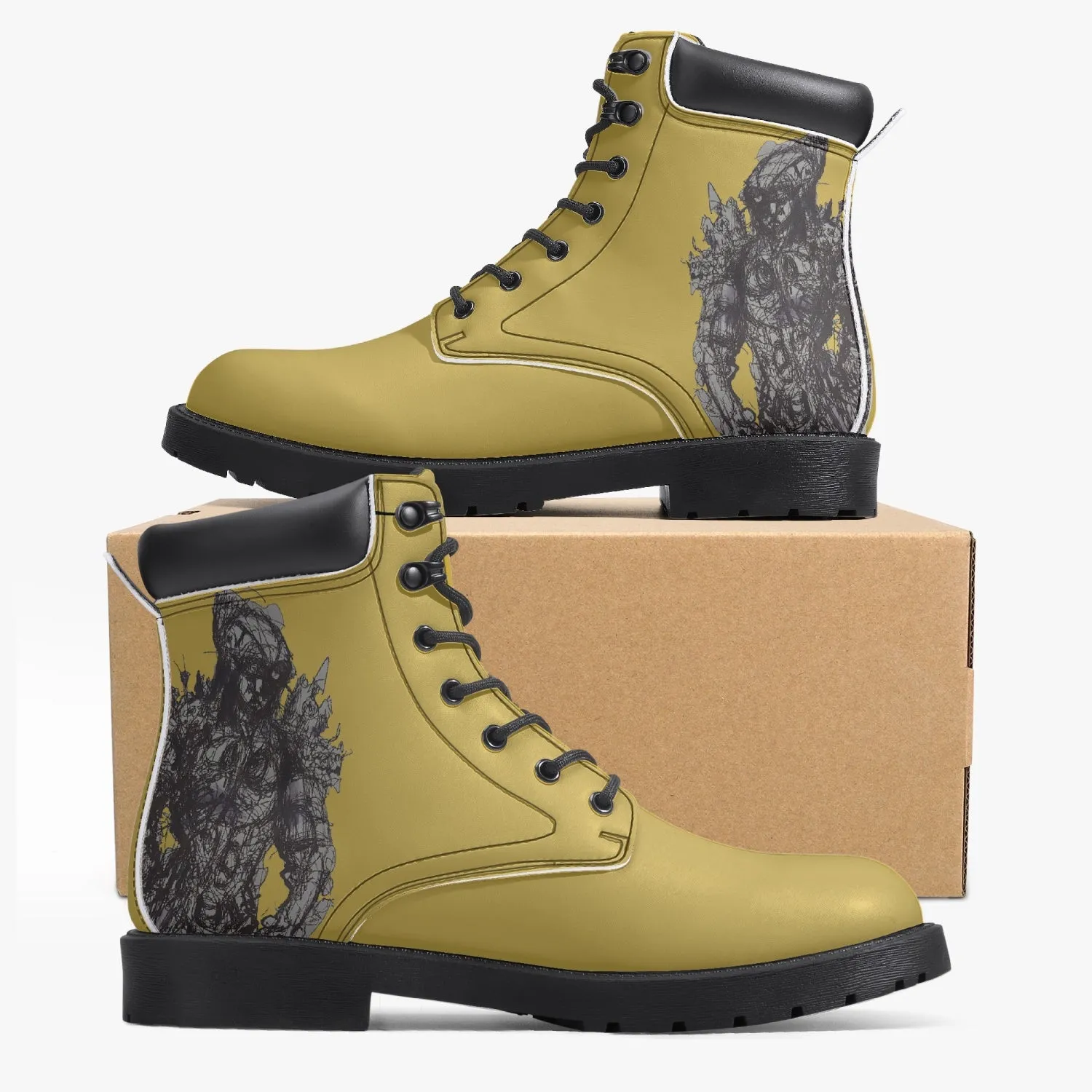 Yellow Casual Leather Boots