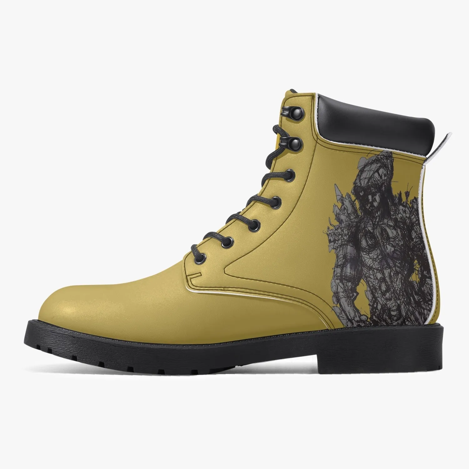 Yellow Casual Leather Boots