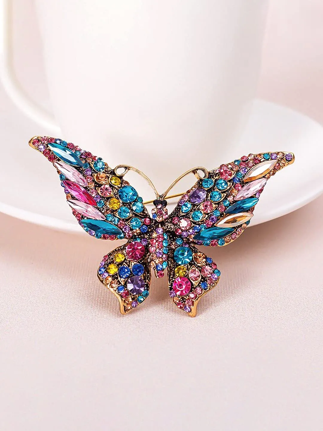 Yellow Chimes Brooch for Women Butterfly Shaped Brooch Fashionable Brooch for Girls and Women (Multicolor-2)