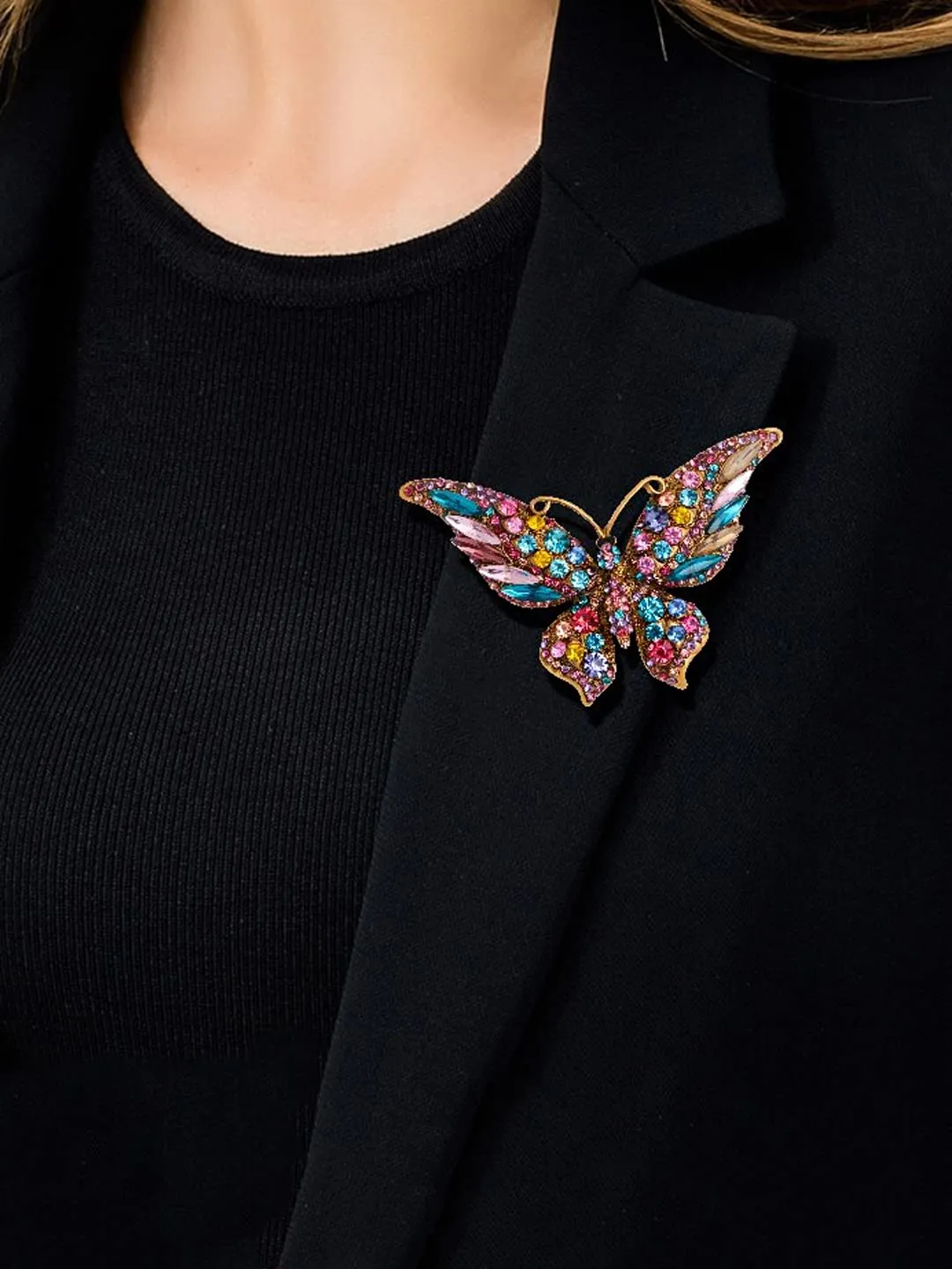 Yellow Chimes Brooch for Women Butterfly Shaped Brooch Fashionable Brooch for Girls and Women (Multicolor-2)