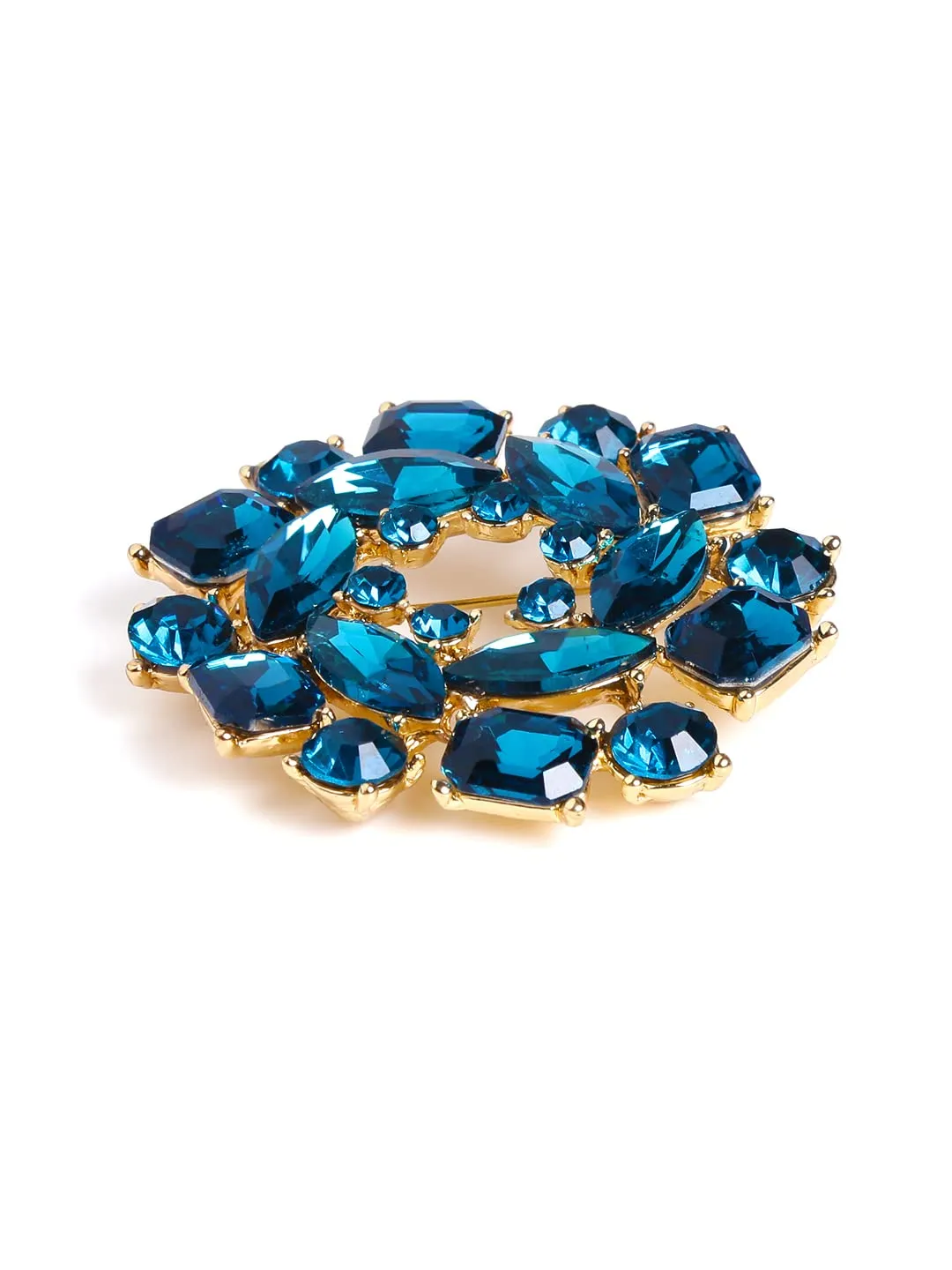 Yellow Chimes Brooch for Women Elegant Shawl Sweater Blue Crystal Brooch for Women and Girls